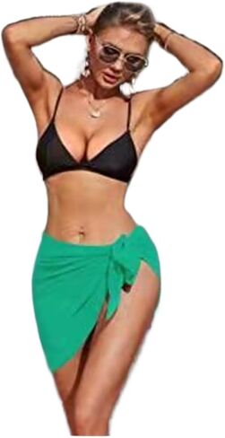 Swim Skirt Cover Up Summer Women Short Solid Sarong Swimsuit Coverups Beach Bikini Wrap Sheer Skirt Chiffon Scarf in Saudi Arabia