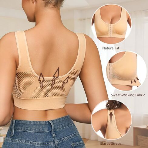 5-Pack Front Closure Bras Mastectomy Breathable Post Surgery Bralettes Set Wireless No Underwire in Saudi Arabia
