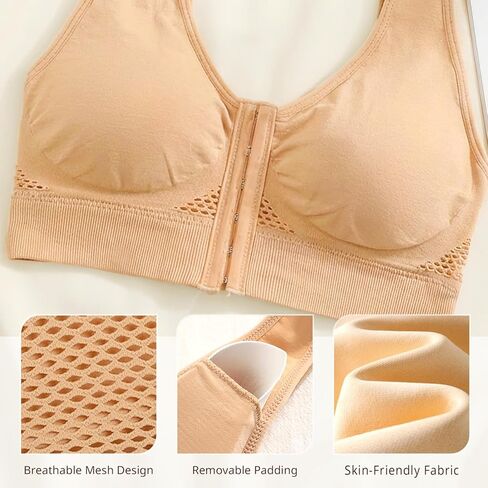 5-Pack Front Closure Bras Mastectomy Breathable Post Surgery Bralettes Set Wireless No Underwire in Saudi Arabia