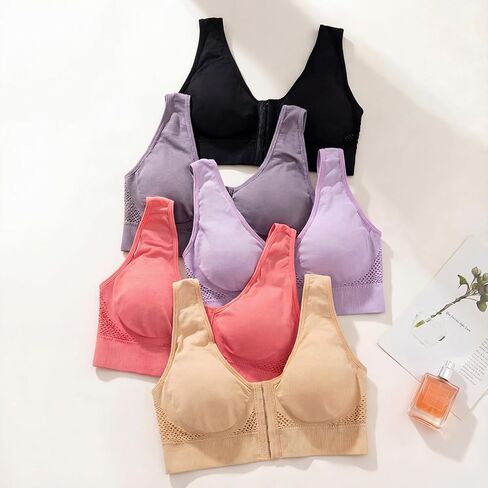 5-Pack Front Closure Bras Mastectomy Breathable Post Surgery Bralettes Set Wireless No Underwire in Saudi Arabia