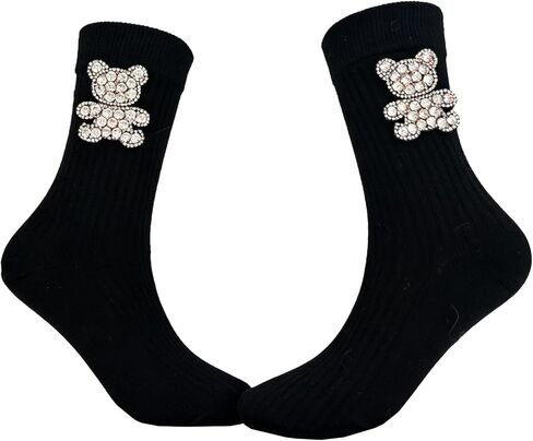 Women's Polka Dot Bow Tie Mid-Calf Socks, Fashion Ruffled Lace Up Crew Socks, Cute Preppy Style Casual Socks in Saudi Arabia