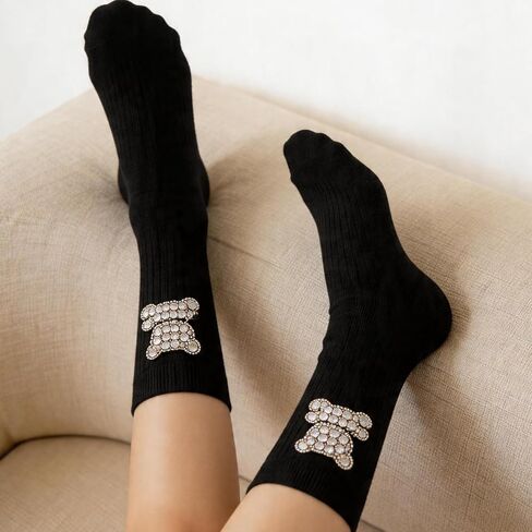 Women's Polka Dot Bow Tie Mid-Calf Socks, Fashion Ruffled Lace Up Crew Socks, Cute Preppy Style Casual Socks in Saudi Arabia