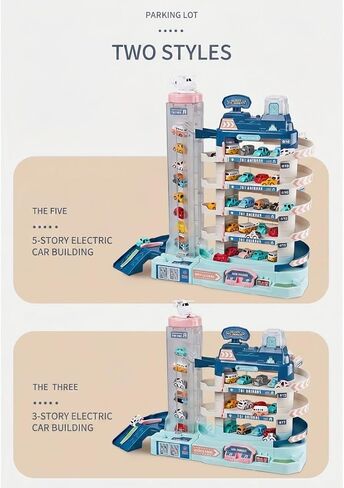 8-Story City Parking Garage Display Tower, Multi-Level Vehicle Storage Miniature Building Scene with Rotating Car Elevator & 8 Parking Spaces, Urban Garage Diorama for Adults in Kuwait