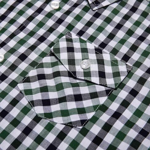 Button Down Plaid Boy Shirt: Kids Aged 4-13 Short Sleeve Cotton Breathable Top - Casual for Travel Church Wedding Outdoor in Saudi Arabia