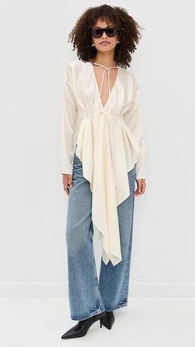 Helmut Lang Women's Long Sleeve Scarf Drape Top in Saudi Arabia