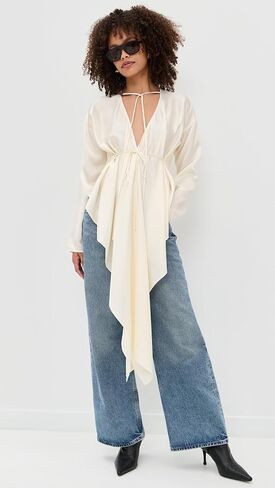 Helmut Lang Women's Long Sleeve Scarf Drape Top in Saudi Arabia