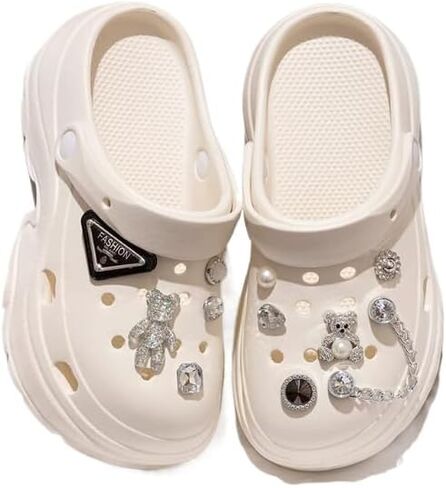 Women's DIY Accessories Platform Clogs Sandals ， Slip On Slides Shoes Beach Sandals Gardener Clog Hight Heels Mule Slippers Garden Shoes in Kuwait