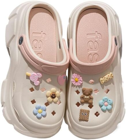 Women's DIY Platform（Sole 8cm） Clogs Slip On Slides Shoes Beach Sandals Gardener Clog Hight Heels Mule Slippers Garden Shoes Sandals in Saudi Arabia