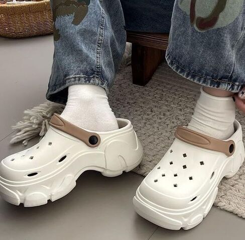 Women's DIY Platform（Sole 8cm） Clogs Slip On Slides Shoes Beach Sandals Gardener Clog Hight Heels Mule Slippers Garden Shoes Sandals in Saudi Arabia