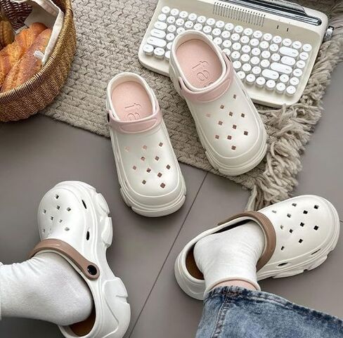 Women's DIY Platform（Sole 8cm） Clogs Slip On Slides Shoes Beach Sandals Gardener Clog Hight Heels Mule Slippers Garden Shoes Sandals in Saudi Arabia