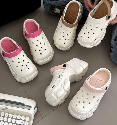 Women's DIY Platform（Sole 8cm） Clogs Slip On Slides Shoes Beach Sandals Gardener Clog Hight Heels Mule Slippers Garden Shoes Sandals in Saudi Arabia
