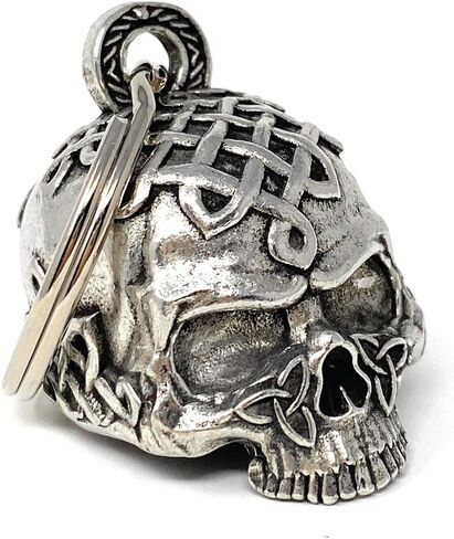 Bravo Bells Celtic Skull Motorcycle Bell - Biker Good Luck Charm | Solid pewter biker bell. Includes split ring, velvet gift pouch and legend card. Universal fit. Made in USA. in Kuwait