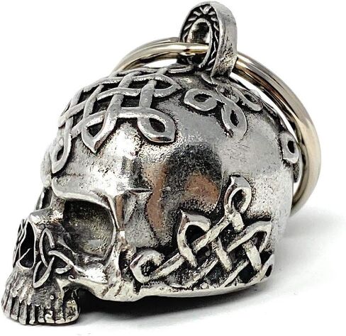 Bravo Bells Celtic Skull Motorcycle Bell - Biker Good Luck Charm | Solid pewter biker bell. Includes split ring, velvet gift pouch and legend card. Universal fit. Made in USA. in Kuwait