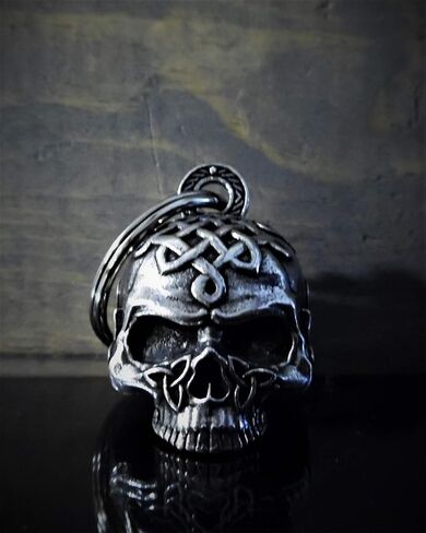 Bravo Bells Celtic Skull Motorcycle Bell - Biker Good Luck Charm | Solid pewter biker bell. Includes split ring, velvet gift pouch and legend card. Universal fit. Made in USA. in Kuwait