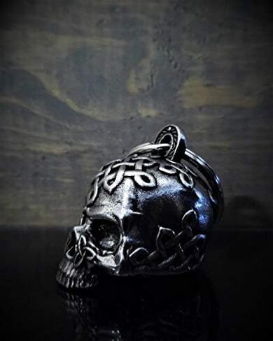 Bravo Bells Celtic Skull Motorcycle Bell - Biker Good Luck Charm | Solid pewter biker bell. Includes split ring, velvet gift pouch and legend card. Universal fit. Made in USA. in Kuwait