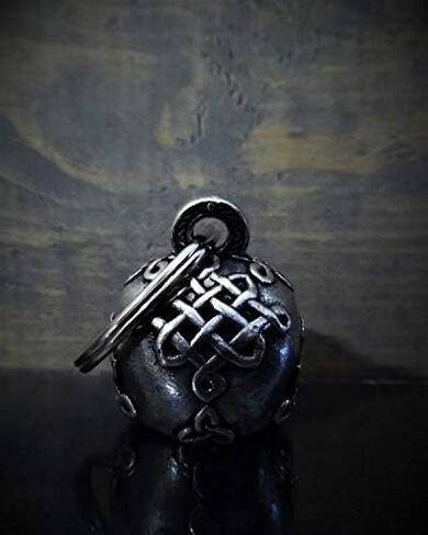 Bravo Bells Celtic Skull Motorcycle Bell - Biker Good Luck Charm | Solid pewter biker bell. Includes split ring, velvet gift pouch and legend card. Universal fit. Made in USA. in Kuwait