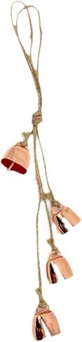 Vintage Wind Chimes Cow Bells Wall Hanging Decor with 4 Bells and Hemp Rope 13.78 Inch Rustic Tree Ornament for Holiday Yard- Rose Gold in Saudi Arabia