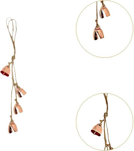 Vintage Wind Chimes Cow Bells Wall Hanging Decor with 4 Bells and Hemp Rope 13.78 Inch Rustic Tree Ornament for Holiday Yard- Rose Gold in Saudi Arabia