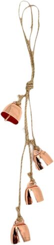 Vintage Wind Chimes Cow Bells Wall Hanging Decor with 4 Bells and Hemp Rope 13.78 Inch Rustic Tree Ornament for Holiday Yard- Rose Gold in Saudi Arabia
