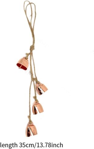 Vintage Wind Chimes Cow Bells Wall Hanging Decor with 4 Bells and Hemp Rope 13.78 Inch Rustic Tree Ornament for Holiday Yard- Rose Gold in Saudi Arabia