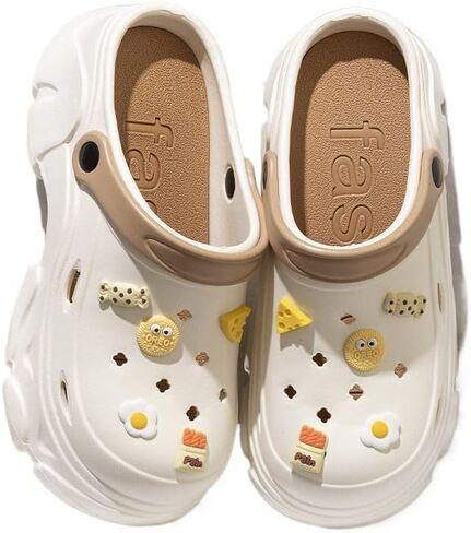 Women's DIY Platform（Sole 8cm） Clogs Slip On Slides Shoes Beach Sandals Gardener Clog Hight Heels Mule Slippers Garden Shoes Sandals in Saudi Arabia