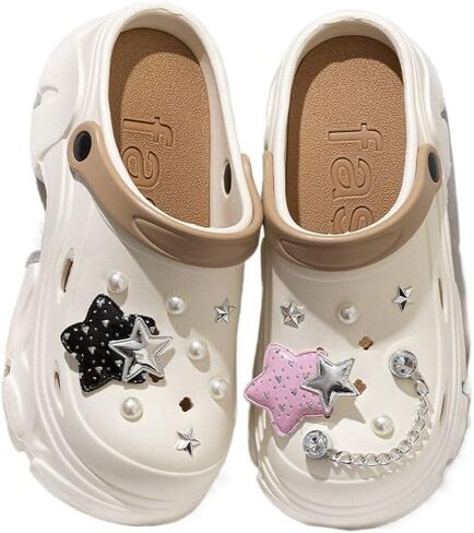 Women's DIY Platform（Sole 8cm） Clogs Slip On Slides Shoes Beach Sandals Gardener Clog Hight Heels Mule Slippers Garden Shoes Sandals in Saudi Arabia