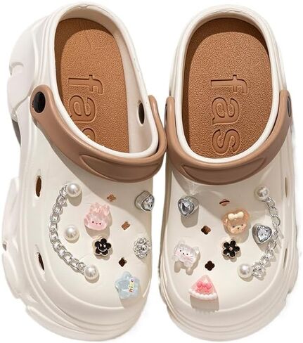Women's DIY Platform（Sole 8cm） Clogs Slip On Slides Shoes Beach Sandals Gardener Clog Hight Heels Mule Slippers Garden Shoes Sandals in Saudi Arabia