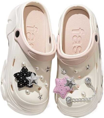 Women's DIY Platform（Sole 8cm） Clogs Slip On Slides Shoes Beach Sandals Gardener Clog Hight Heels Mule Slippers Garden Shoes Sandals in Saudi Arabia