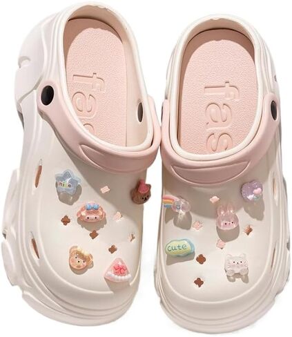 Women's DIY Platform（Sole 8cm） Clogs Slip On Slides Shoes Beach Sandals Gardener Clog Hight Heels Mule Slippers Garden Shoes Sandals in Saudi Arabia