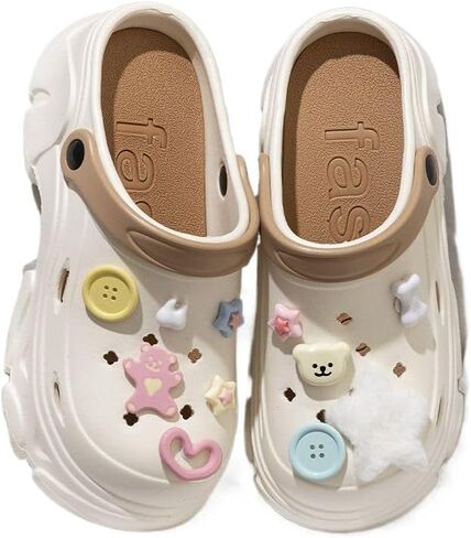 Women's DIY Platform（Sole 8cm） Clogs Slip On Slides Shoes Beach Sandals Gardener Clog Hight Heels Mule Slippers Garden Shoes Sandals in Saudi Arabia