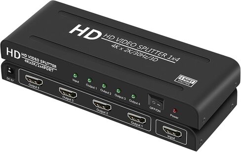 4K HDMI Splitter 1X4 hdmi Splitter-4 Output hdmi Splitter-HDMI Splitter 1 in 4 Out-4 port hdmi Splitter with Power Support 4Kx2K@30Hz and 3D, for PS4，Gaming Console,Xbox，STB，Projector, Computer, HDTV. in Kuwait