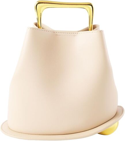 Women Bucket Bag Faux Leather Crossbody Purse with Gold Metal Handle for Commute Daily Party in Saudi Arabia