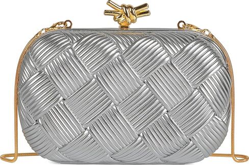 Queenoris Woven Clutch Purses for Women, Metallic Evening Bag Elegant Clutch Bag with Chain for Wedding, Sparkling Party in Saudi Arabia