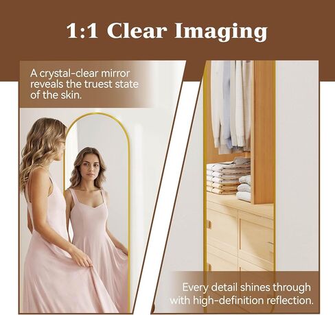 NARCISSUS 47x14 Mirror Door Hanging Full Length,Over Door or Wall Mounted Aluminum Alloy Frame Tempered Glass Arch Full Body Mirrors for Bedroom Dressing Living Room Bathroom 47 inch Gold in Saudi Arabia