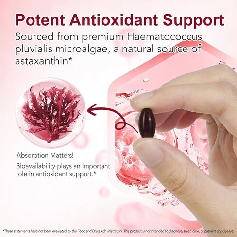 Astaxanthin Supplements 24mg | 120 Softgels | Natural Astaxanthin Antioxidant Supports for Eye & Skin & Joint Health | Fresh Microalgae Source | Non-GMO, Gluten Free | 4 Month Supply in Kuwait