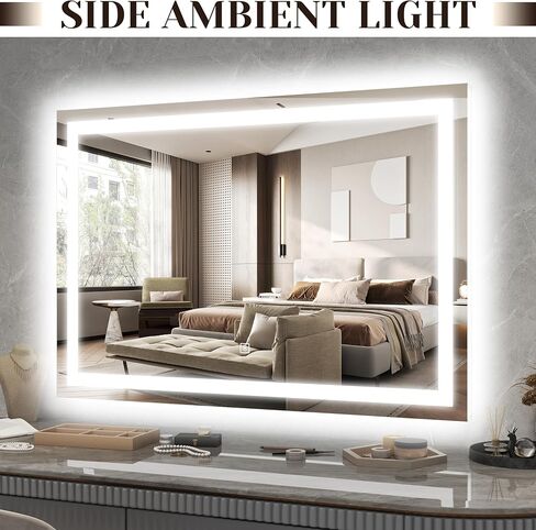 ROLOVE 31" x 22" Large Lighted Vanity Mirror with Lights, Dimmable 3 Modes, LED Makeup Mirror for Bathroom ＆ Dressing Room, Tabletop or Wall-Mounted, 10X Magnification, White in Saudi Arabia