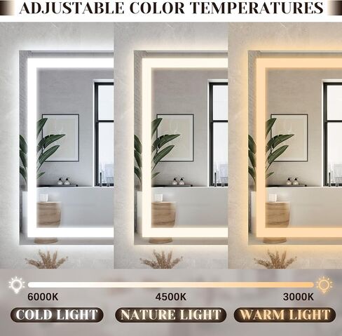 ROLOVE 31" x 22" Large Lighted Vanity Mirror with Lights, Dimmable 3 Modes, LED Makeup Mirror for Bathroom ＆ Dressing Room, Tabletop or Wall-Mounted, 10X Magnification, White in Saudi Arabia