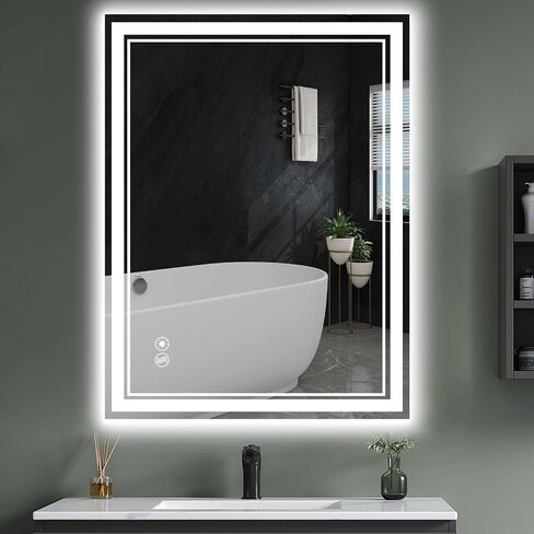 24 x 32'' LED Mirror for Bathroom Anti-Fog Bathroom Mirror Dimmable 3 Colors Memory Function Bathroom Mirror with Lights Vanity Mirror Switch/Plug in Wall Mounted Home Decor Horizontal/Vertical in Saudi Arabia