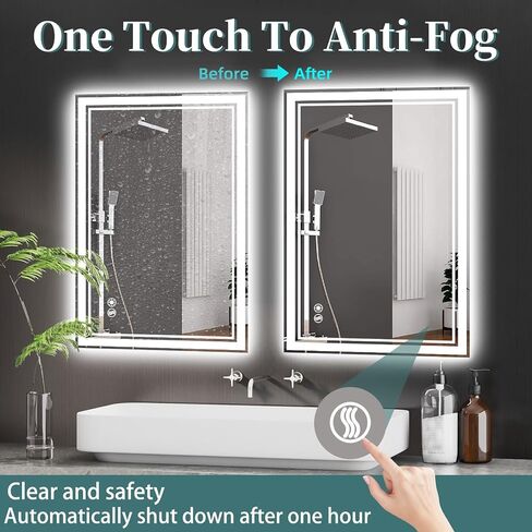 24 x 32'' LED Mirror for Bathroom Anti-Fog Bathroom Mirror Dimmable 3 Colors Memory Function Bathroom Mirror with Lights Vanity Mirror Switch/Plug in Wall Mounted Home Decor Horizontal/Vertical in Saudi Arabia
