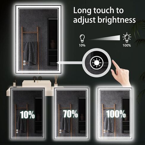 24 x 32'' LED Mirror for Bathroom Anti-Fog Bathroom Mirror Dimmable 3 Colors Memory Function Bathroom Mirror with Lights Vanity Mirror Switch/Plug in Wall Mounted Home Decor Horizontal/Vertical in Saudi Arabia