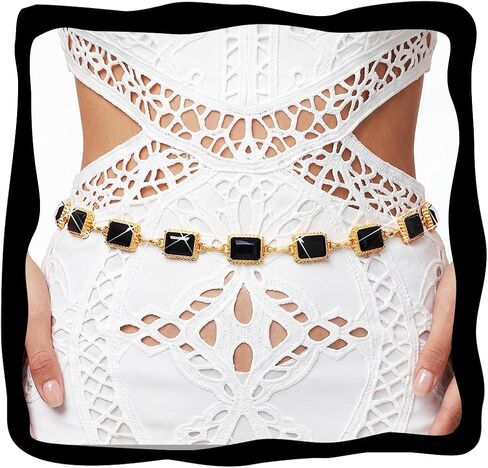 BODIY Vintage Rhinestone Waist Chain Crystal Chain Belt for Women Fashion Gold Rhinestone Dress Belt for Women in Kuwait