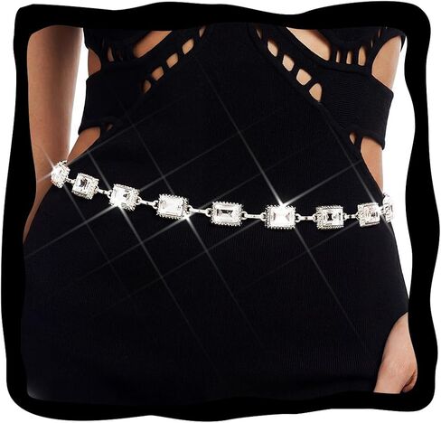 BODIY Vintage Rhinestone Waist Chain Crystal Chain Belt for Women Fashion Gold Rhinestone Dress Belt for Women in Kuwait