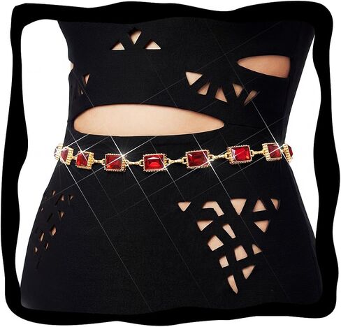 BODIY Vintage Rhinestone Waist Chain Crystal Chain Belt for Women Fashion Gold Rhinestone Dress Belt for Women in Kuwait