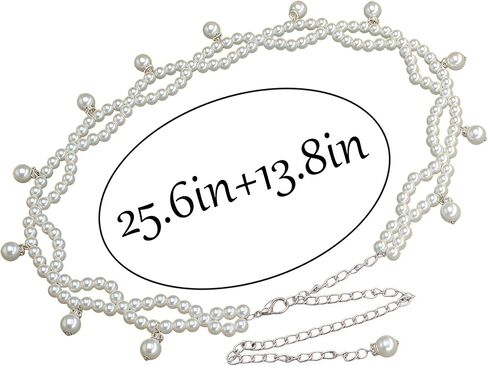 Pearl Belts for Women Silver Adjustable Pearl Waist Chain Bridal Wedding Sash Belt Sweater Chain for Bridesmaids Fashion Jewelry Gifts Accessory in Kuwait