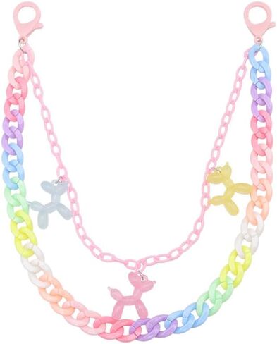 Cute Acrylic Balloon Dog Charm Layered Colorful Pants Trousers Chain for Women Men Adorrable Wallet Belt Pocket Waist Jeans Chains Colorful Resin Punk Hip Hop Fashion Body Jewelry Clothing Accessories in Kuwait