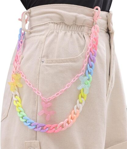 Cute Acrylic Balloon Dog Charm Layered Colorful Pants Trousers Chain for Women Men Adorrable Wallet Belt Pocket Waist Jeans Chains Colorful Resin Punk Hip Hop Fashion Body Jewelry Clothing Accessories in Kuwait