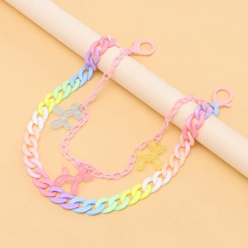 Cute Acrylic Balloon Dog Charm Layered Colorful Pants Trousers Chain for Women Men Adorrable Wallet Belt Pocket Waist Jeans Chains Colorful Resin Punk Hip Hop Fashion Body Jewelry Clothing Accessories in Kuwait