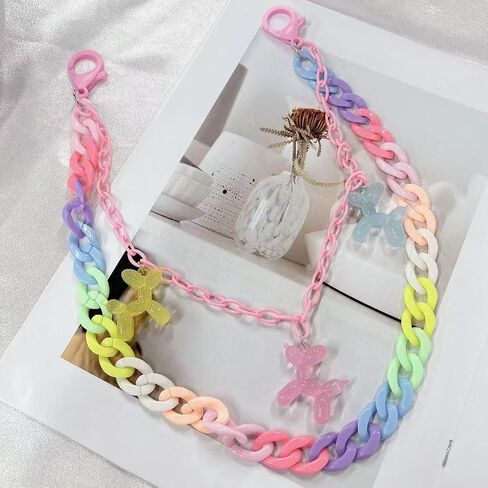 Cute Acrylic Balloon Dog Charm Layered Colorful Pants Trousers Chain for Women Men Adorrable Wallet Belt Pocket Waist Jeans Chains Colorful Resin Punk Hip Hop Fashion Body Jewelry Clothing Accessories in Kuwait