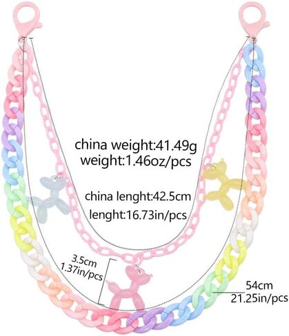 Cute Acrylic Balloon Dog Charm Layered Colorful Pants Trousers Chain for Women Men Adorrable Wallet Belt Pocket Waist Jeans Chains Colorful Resin Punk Hip Hop Fashion Body Jewelry Clothing Accessories in Kuwait