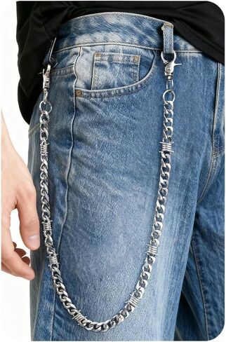 Magitaco Pants Chains for Men Women, Heavy Duty Cross Wallet Chain Punk Rock Gothic Hip Hop Accessories, Double Layered Jean Chains for Trousers Pocket Belt in Saudi Arabia
